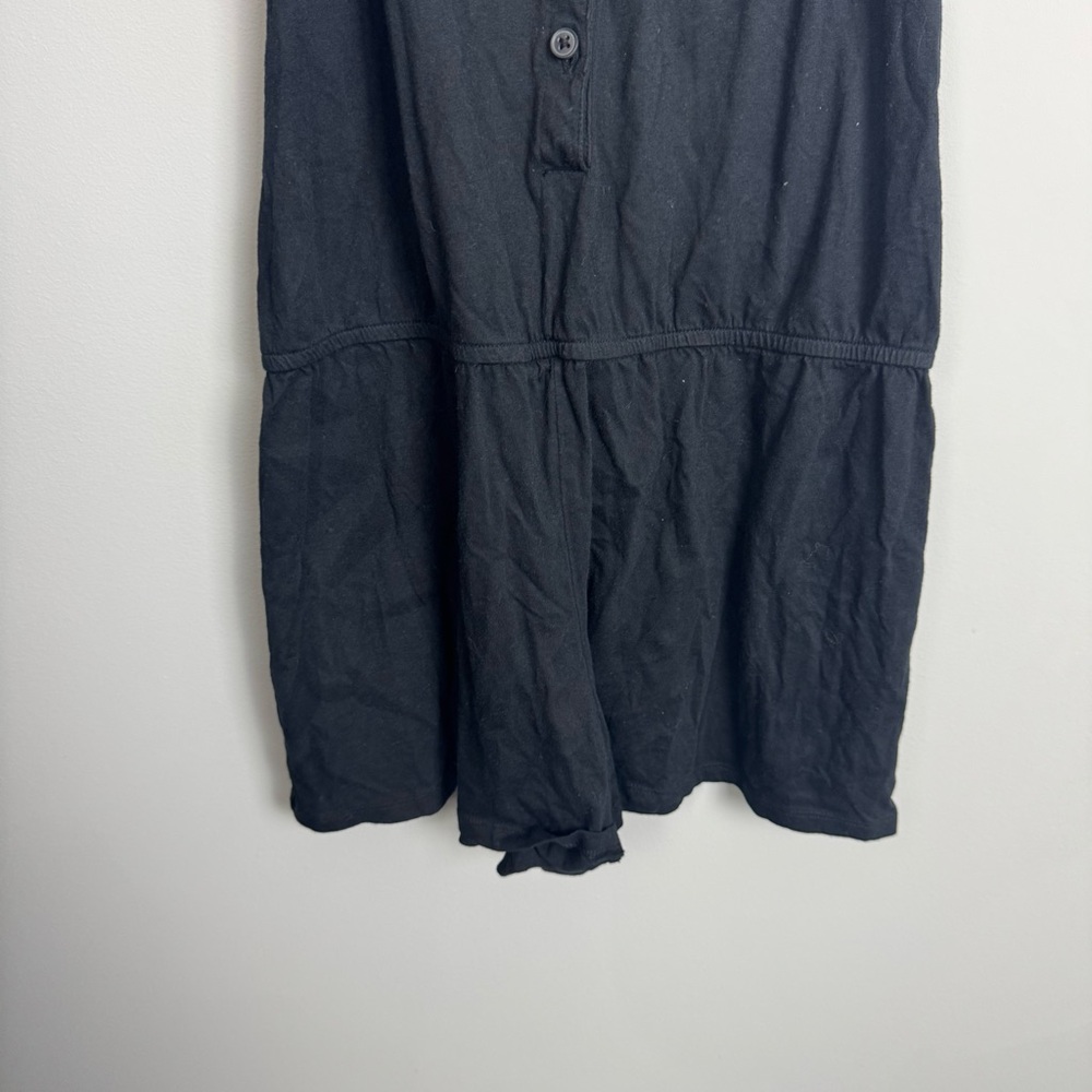 Gap | Solid Black Button-Up Romper Jumper Shorts … - image 4